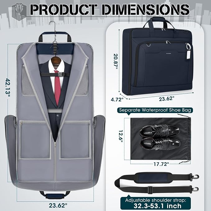 RAINSMORE Garment Bags for Travel Carry On Garment Bag for Hanging Clothes - Image 4