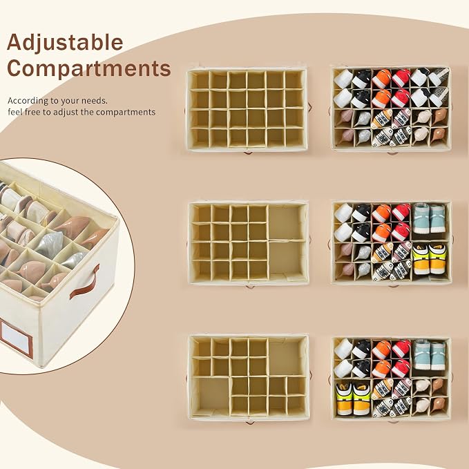 Shoe Organizer for Closet Fit 24 Pairs, Large Foldable Shoe Storage Containers - Image 4