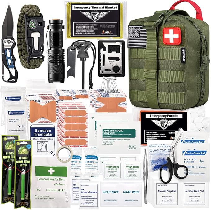 EVERLIT 250 Pieces Survival First Aid Kit IFAK EMT Molle Pouch Survival Kit by EVERLITSURVIVAL