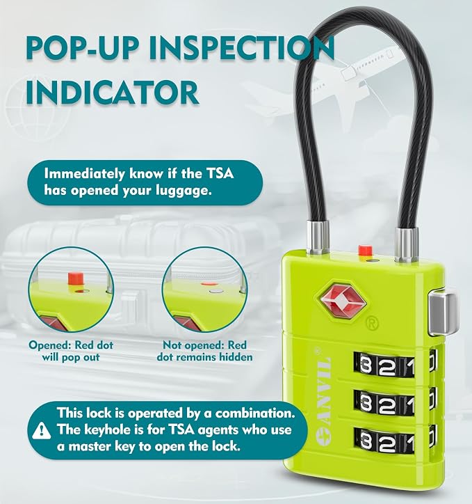 ANVIL TSA Approved Luggage Locks – High Security TSA008 Combination Travel Locks - Image 3