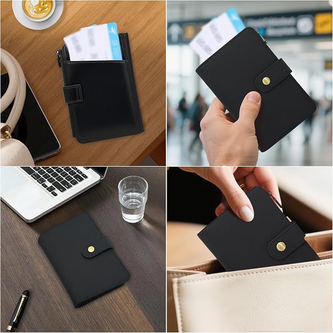 Full Grain Leather Passport Wallet, RFID Blocking Passport Holder - Image 6