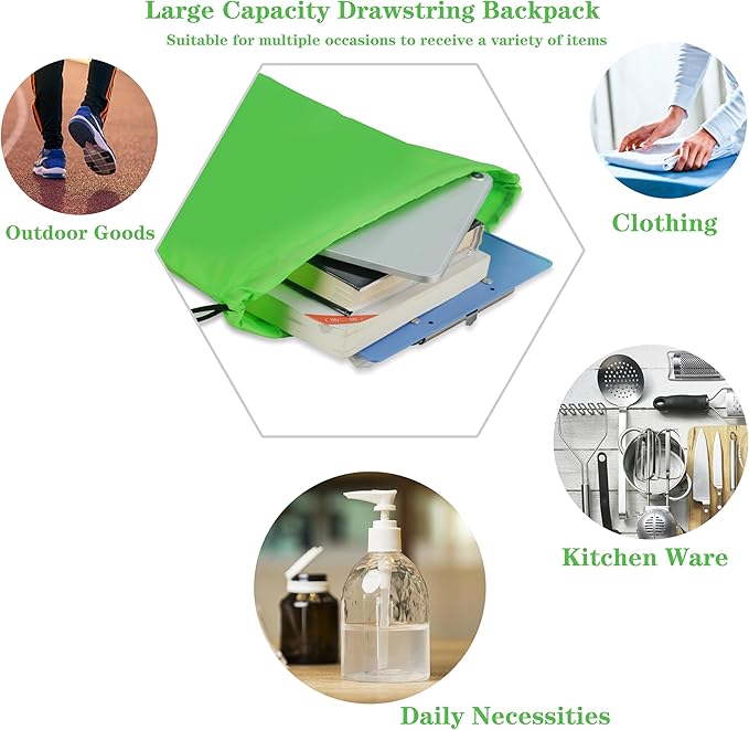 10 Colors Drawstring Backpack Bags Sack Pack Cinch Tote Sport Storage Polyester - Image 6