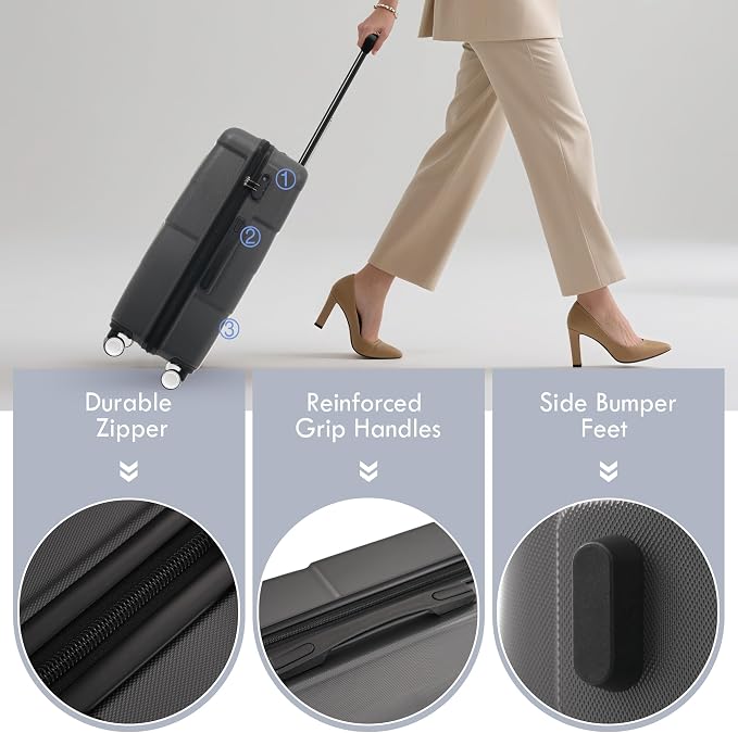 Merax Luggage Sets of 3 Piece Carry on Suitcase Airline Approved, Hardcase - Image 4