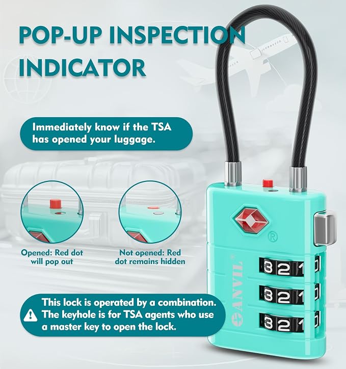 ANVIL TSA Approved Luggage Locks – High Security TSA008 Combination Travel Locks - Image 3