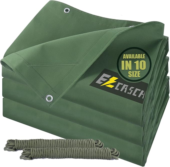 10’x12’ Canvas Tarps Heavy Duty Waterproof Tarpaulins by Ezcasch