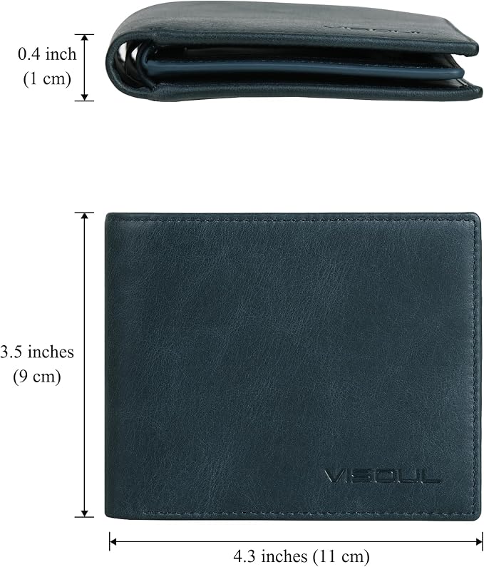 VISOUL Mens Bifold Leather RFID Blocking Wallet - Image 3