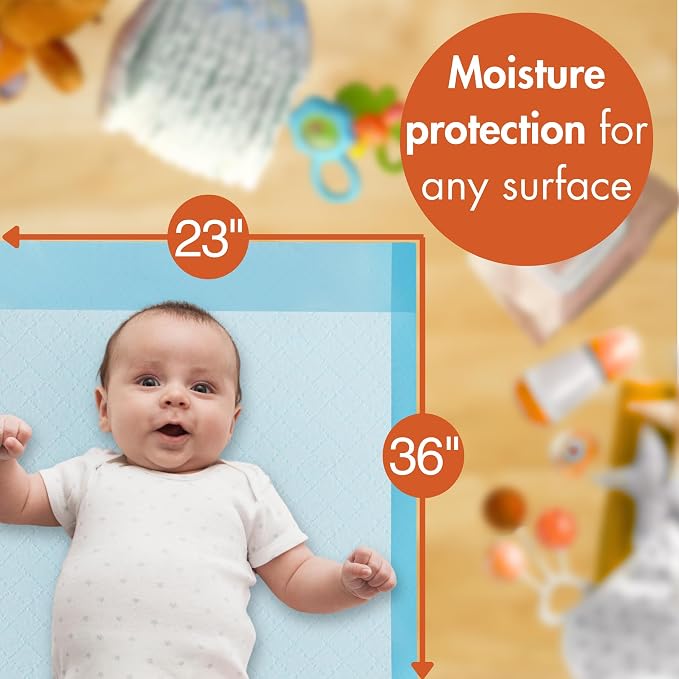 Caring Disposable Underpads, Baby Changing Liner Pads, Moderate Absorbency - Image 2