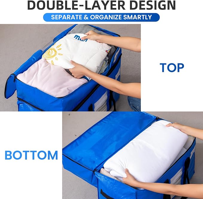 TAILI 2 Tier Extra Large Moving Bags, 4 Pack Blue Heavy Duty Totes - Image 5