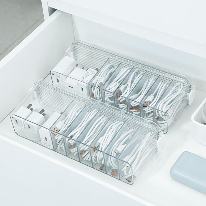 Yesesion 4 Pack Clear Cable Storage Box - Image 5