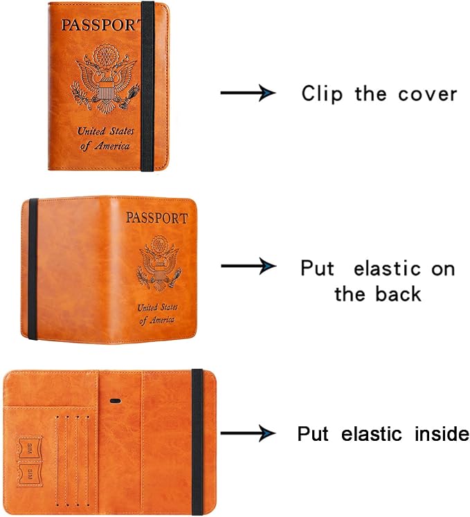 Passport Holder Cover Wallet Travel Essentials RFID Blocking Leather Card Case - Image 5