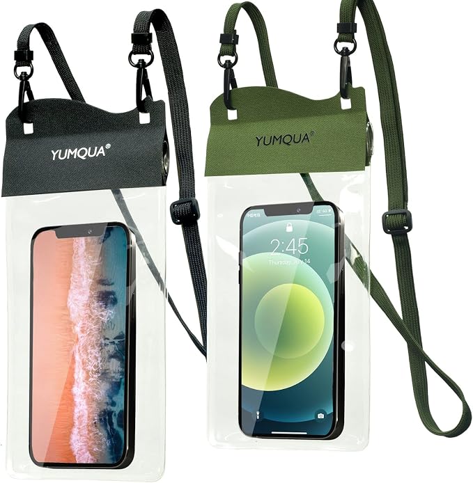 Large Waterproof Phone Pouch 2 Pack, IPX8 Waterproof Cell Phone Case Dry Bag by YUMQUA