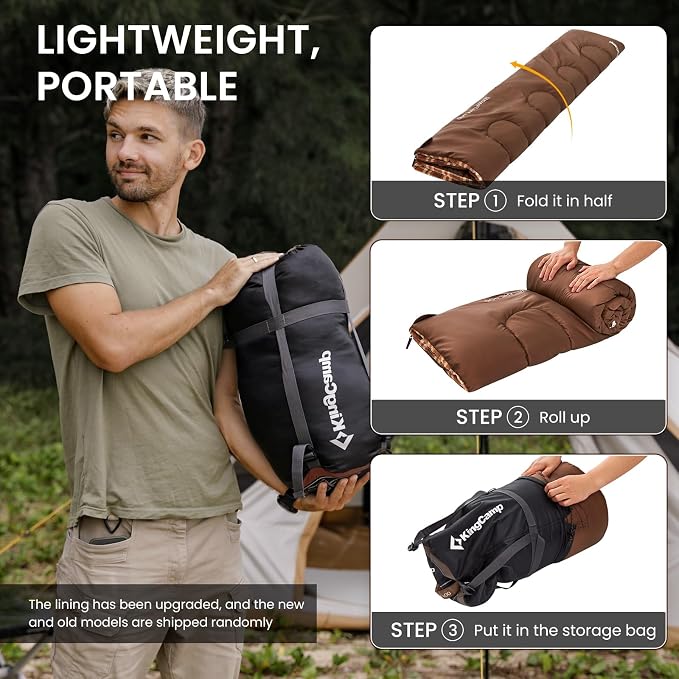 KingCamp Sleeping Bag for Adults, Cold Weather & Warm XL Big and Tall Flannel - Image 8