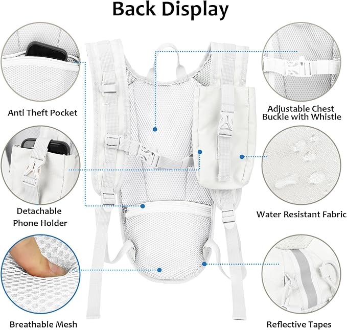 Lightweight Hydration Backpack 2L Water Bladder Pack - Image 4