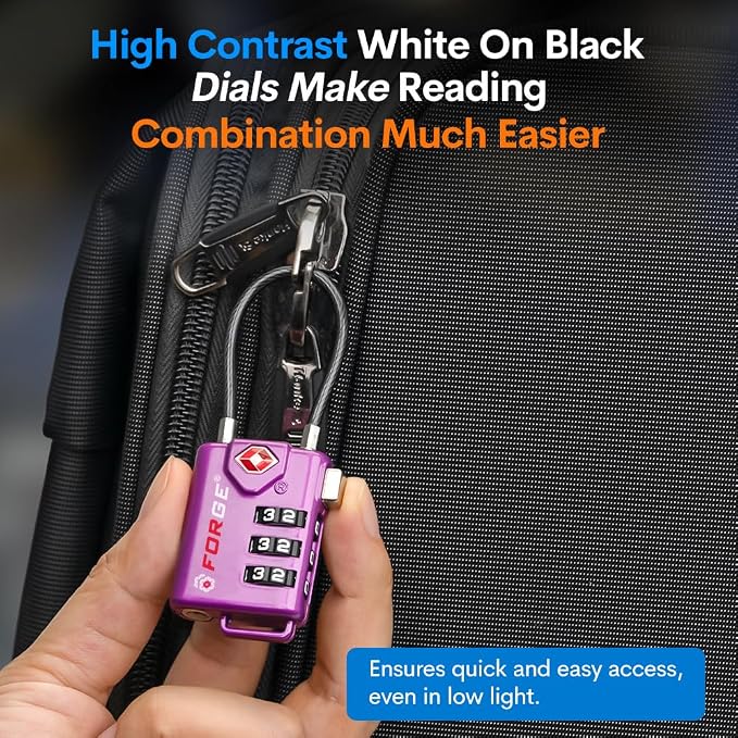 Forge TSA Approved Luggage Locks, Re-settable Combination - Image 4