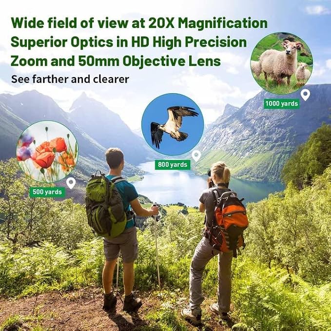 Binoculars for Adults 20x50 High Power Low Light Waterproof HD Compact - Image 7