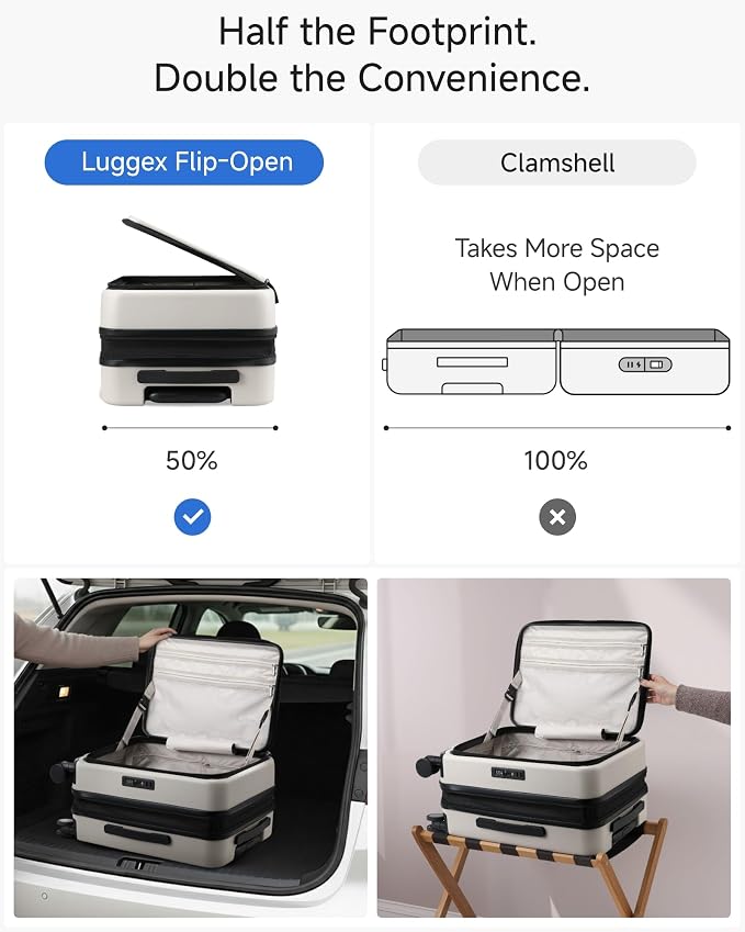 Carry On Luggage Top Opening, FLT Expandable Polycarbonate Hard Shell Suitcase - Image 3