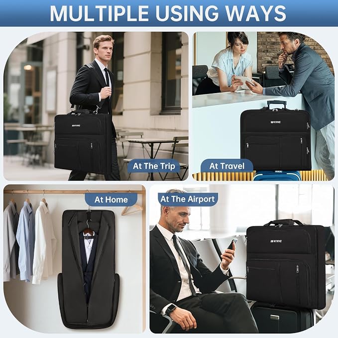 Garment Bags for Travel, Large Suit Travel Bag Convertible Travel Garment Bag - Image 7