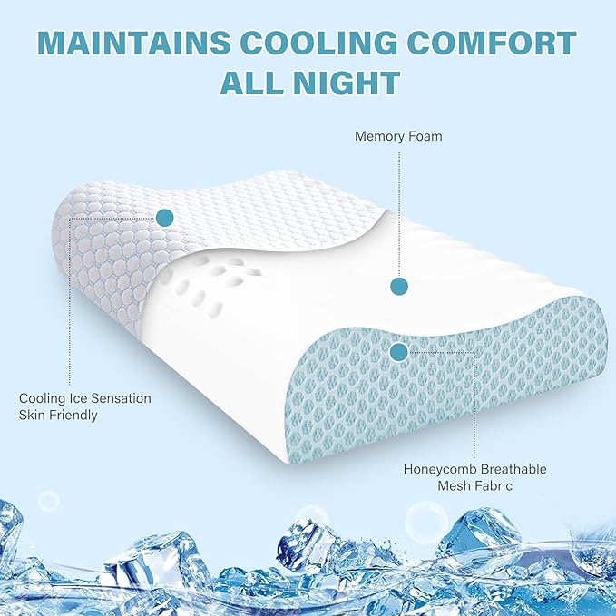 2 Pack Memory Foam Cooling Bed Pillows - Image 5