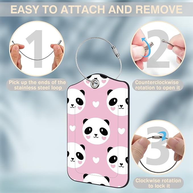 2 Pcs Cute Panda and Heart Luggage Tags - Image 4