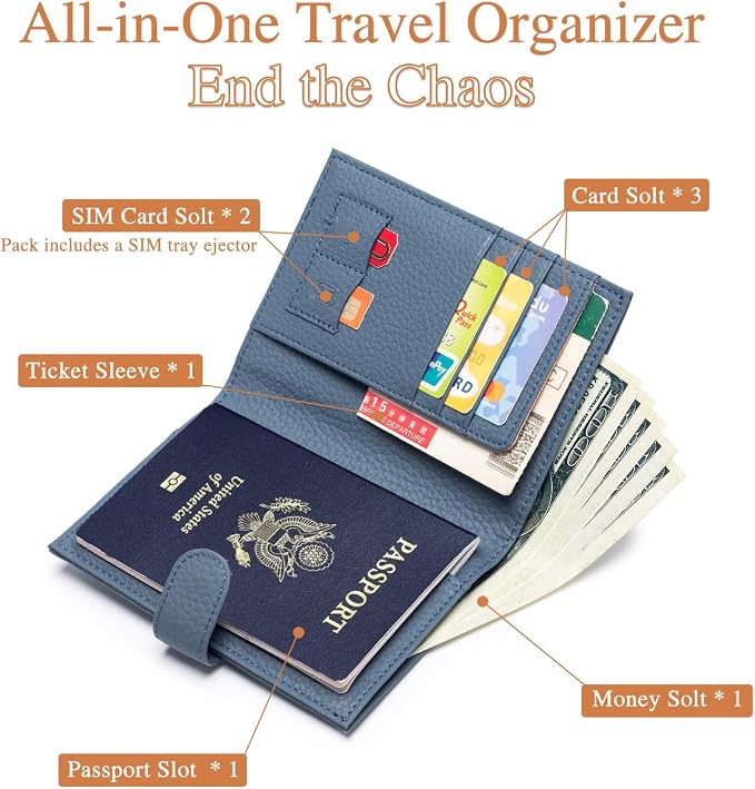 Slim RFID Leather Passport Holder - Image 2