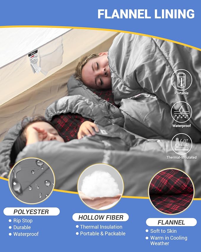 KingCamp Sleeping Bag for Adults, Cold Weather & Warm Extra Wide Big & Tall XL - Image 3