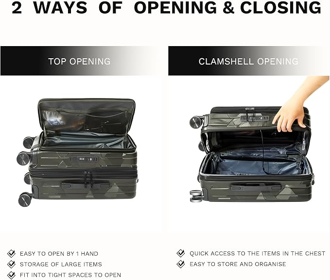 20 inch Carry On Luggage Expandable Top Opening/Clamshell Opening, TSA Approved - Image 2