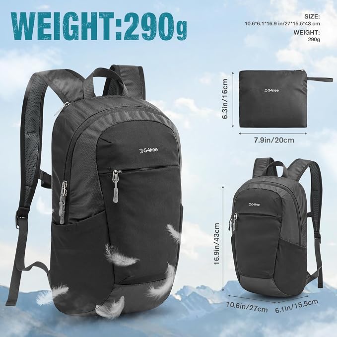 G4Free Packable Hiking Backpack 20L Lightweight Foldable Travel Daypack - Image 6