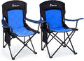 EMERIT 2 Pack Oversized Padded Camping Chair, 350LB Heavy Duty Quad Fold Chair by eMERIT