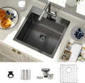 TORVA 18 x 18 Inch Gloss Black Drop-in Topmount Kitchen Sink by TORVA