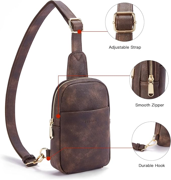 Telena Small Sling Bag for Women Leather Crossbody Fanny Packs Chest Bag for - Image 3
