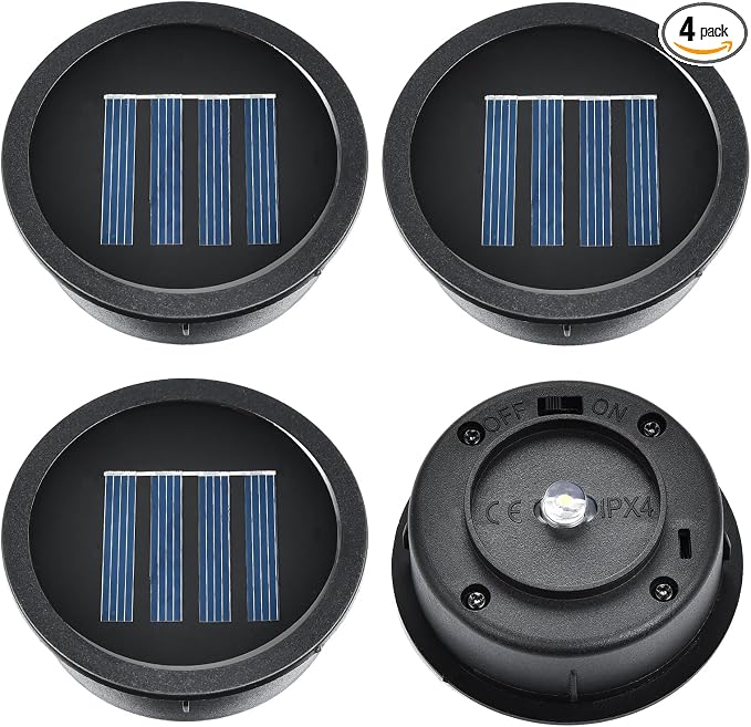 ELUTENG Solar Light Replacement Top 4 Pack LED Solar Lantern Light Lids Outdoor by ELUTENG