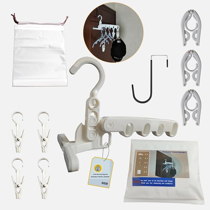 Over The Door Hooks Hanger, Foldable Portable Folding Hangers, Hanging Rack by ZCircle