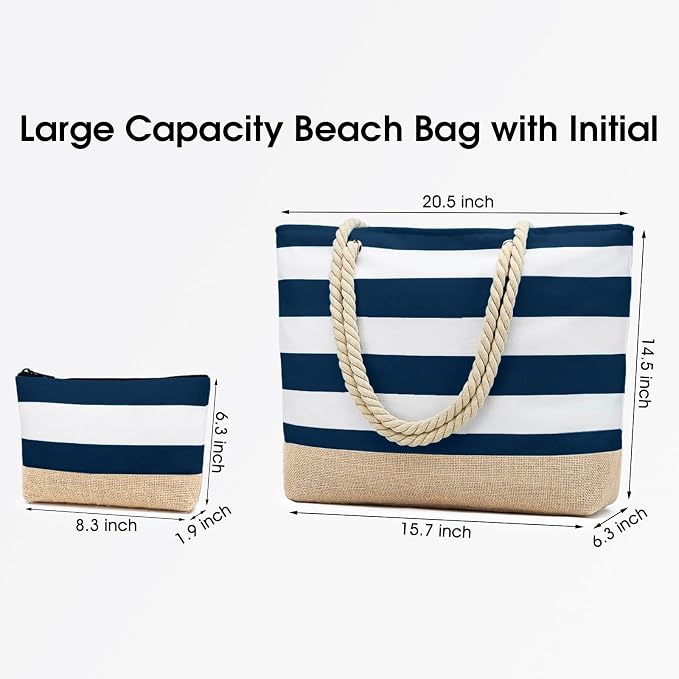 Becokan Beach Bag Initial Beach Tote - Image 3