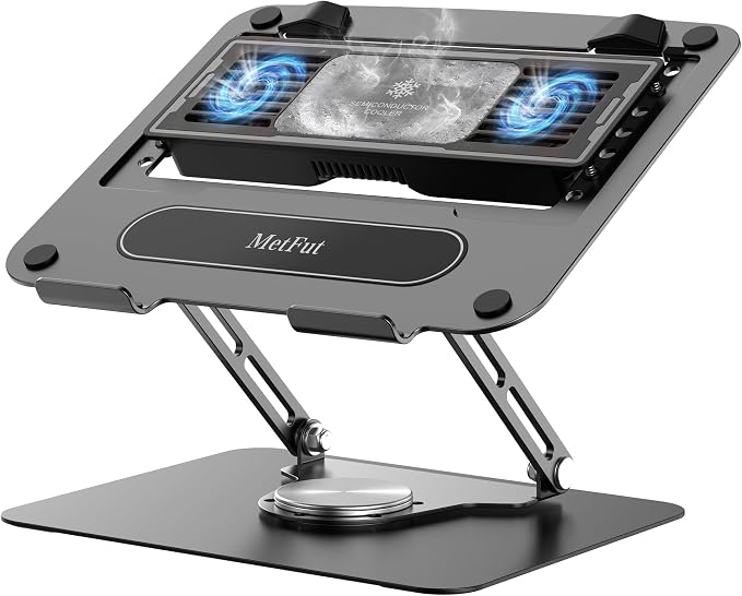 Laptop Cooling Stand with Detachable Thermoelectric Cooler, Adjustable Height & by MetFut