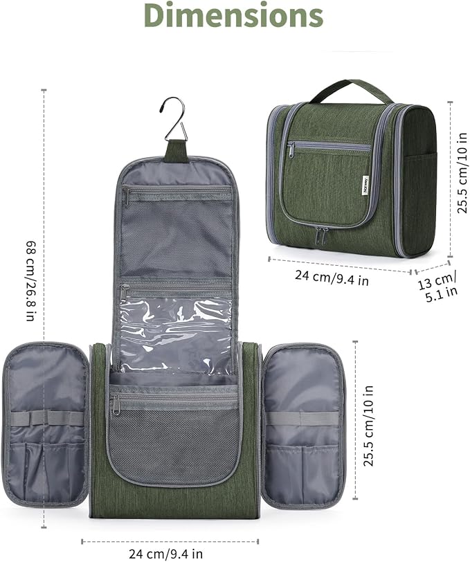 Narwey Hanging Toiletry Bag for Women Travel Makeup Bag Organizer Toiletries - Image 5