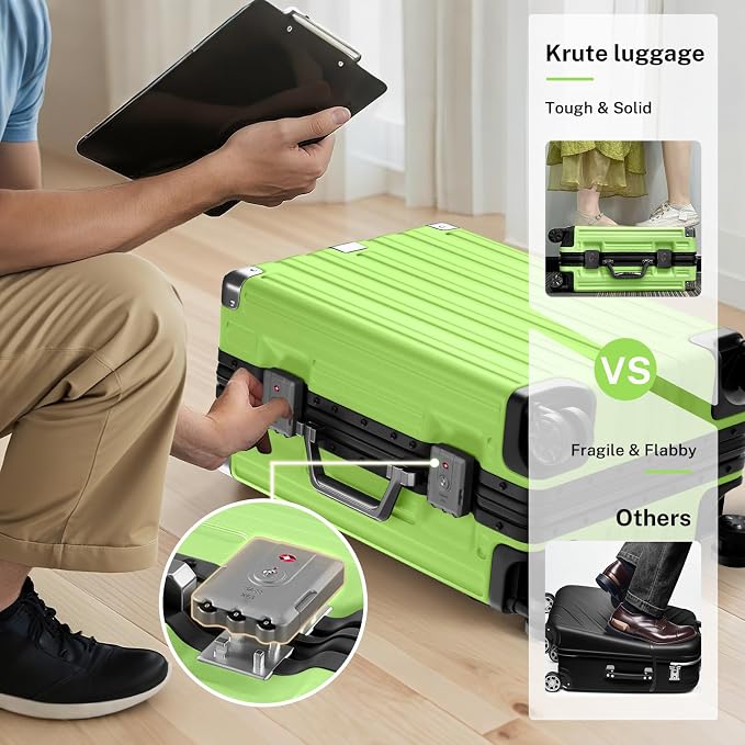 Krute Aluminum Frame Carry On Luggage 20 Inch Zipperless Luggages USB Charger - Image 5