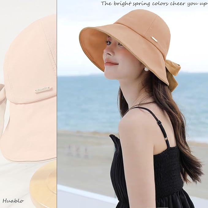 Wide Brim Hats for Woman Foldable Hats Sun Hats for Women uv Protection Bowknot - Image 4