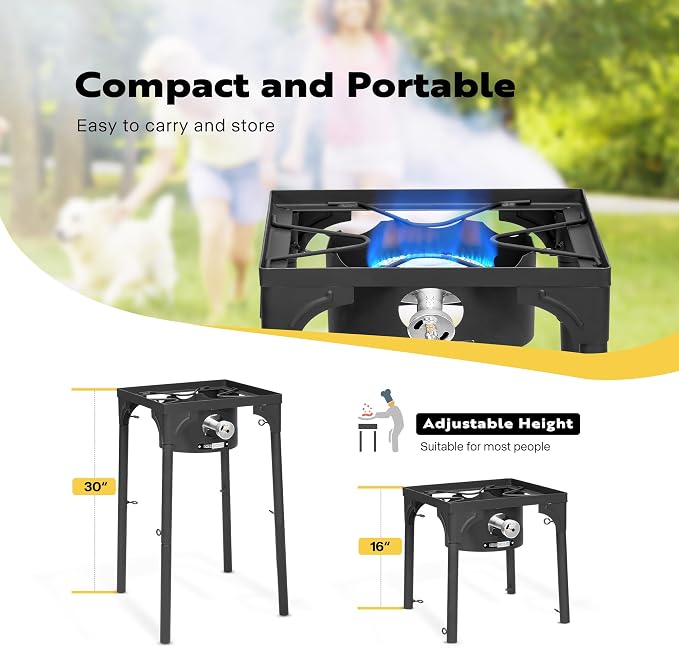 VIVOHOME 100, 000 BTU Single Burner Propane Gas Stove, Portable Outdoor Camping - Image 4