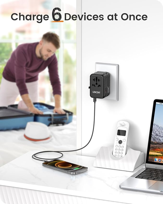LENCENT International Travel Adapter, 65W GaN3 Universal Fast Charger - Image 5