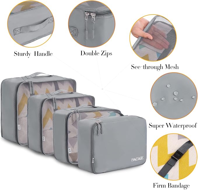 BAGAIL 8 Set Packing Cubes Luggage Packing Organizers - Image 4