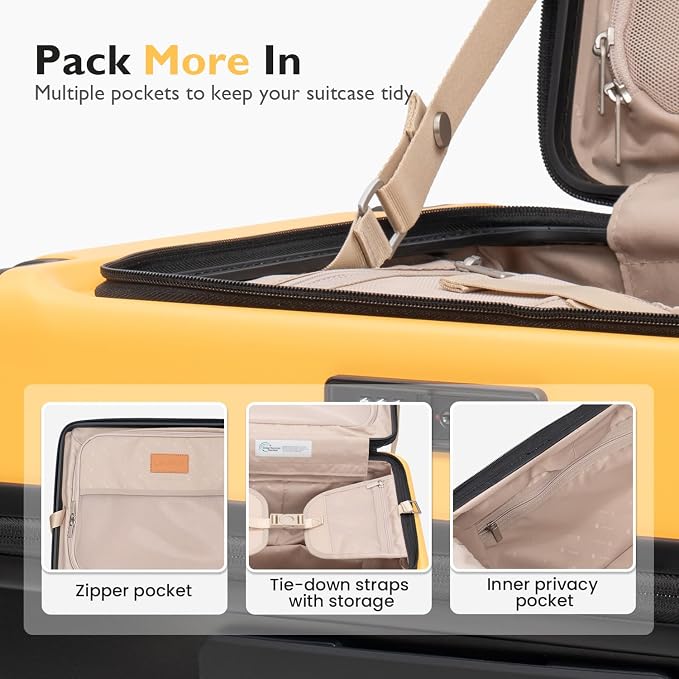 LEVEL8 Top Opening Carry on Luggage Hardshell, Large Suitcases - Image 2