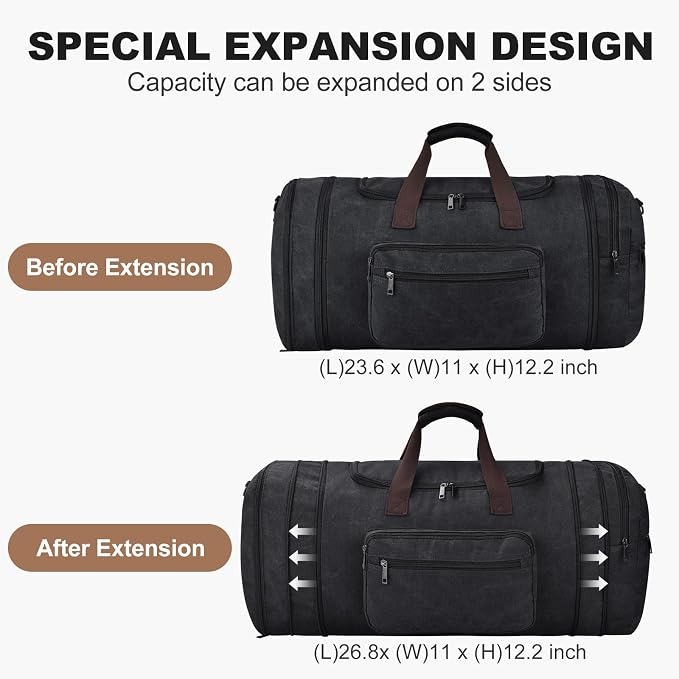 Felipe Varela 60L Duffle Bag for Men, Large Canvas Expandable Duffle Bag for - Image 2