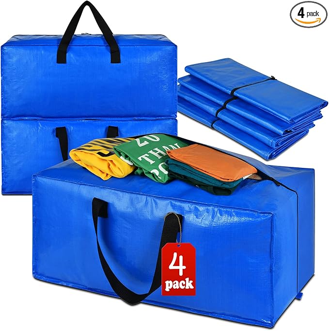 4 Pack Heavy Duty Extra Large Moving Bags Storage Tote by ACNUSIK
