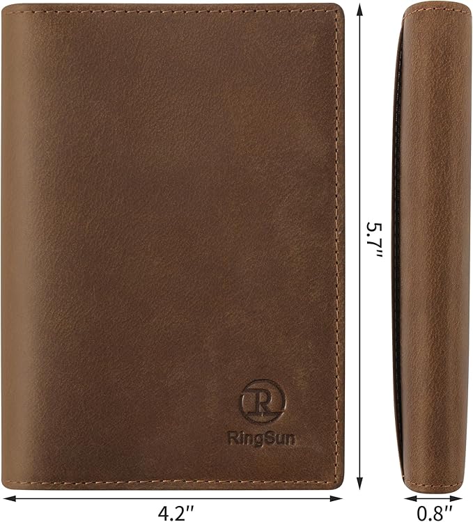 Ringsun Leather Passport Cover for Men Women, RFID Passport Wallet Case Travel - Image 3