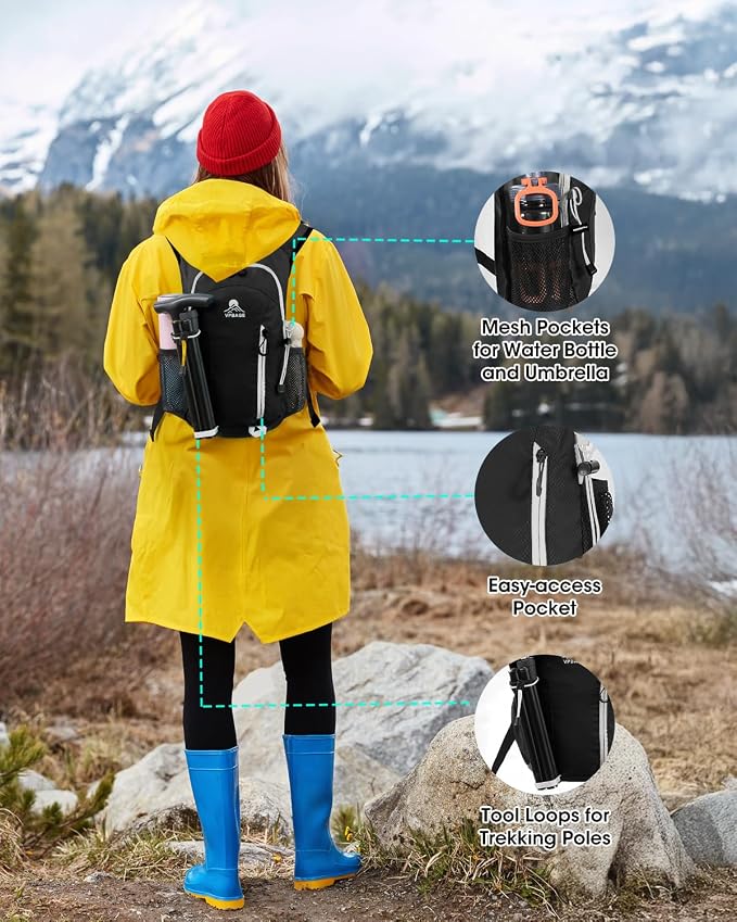 Small Hiking Backpack with Front Phone Holder, Packable Back pack with Chest - Image 3