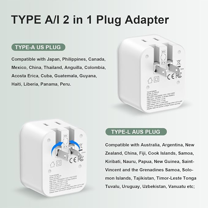 Australia Travel Plug Adapter, Foldable Power Adapter - Image 3