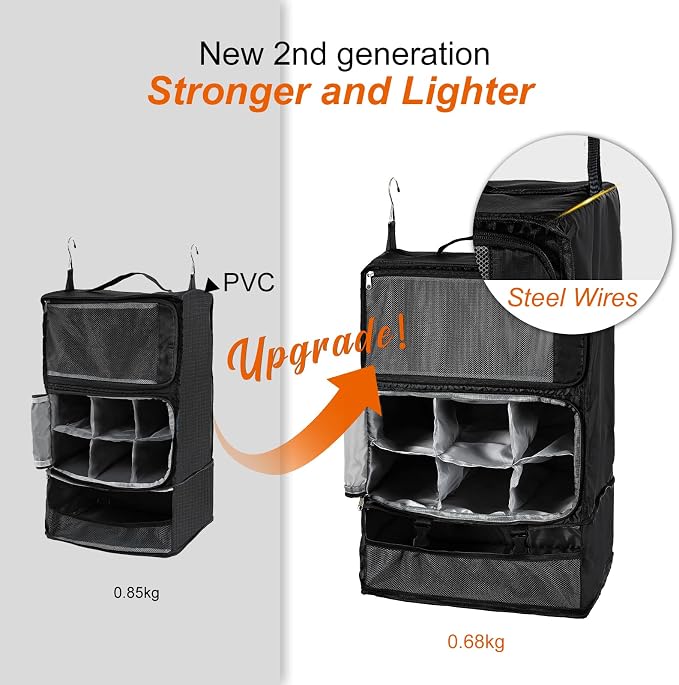 TABITORA Travel Portable Hanging Shelves Closet Organizer Packing Luggage - Image 2