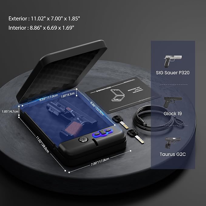 Portable Pistol Safes – Electronic Lock Box & Key Access, Silent Mode, Compact - Image 2