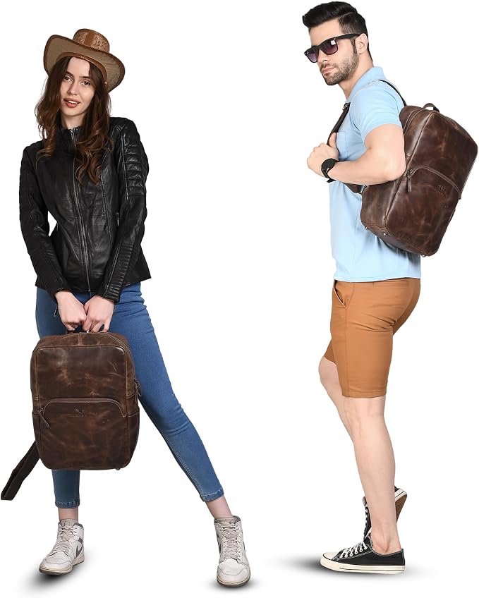 Handmade Leather Backpack for Men and Women, 15.6 Inch Laptop Bag, Genuine - Image 2