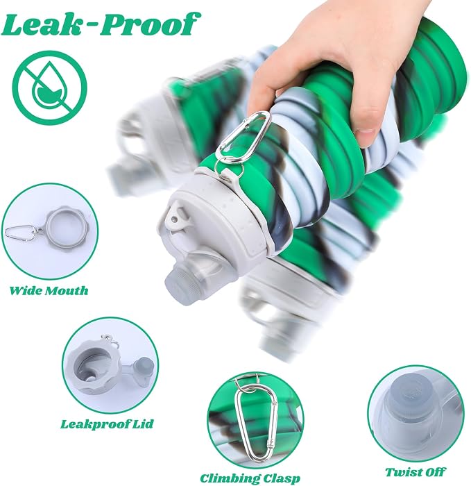 Collapsible Water Bottle for Adults, Reusable Silicone Foldable Water Bottles - Image 4